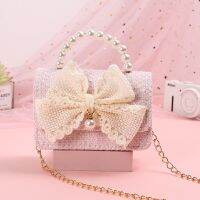 〖Margot decoration〗 New Kids Mini Handbag Cute Princess Crossbody Bags for Girls Bowknot Party Hand Bag Toddler Linen Purses and Handbags Gift