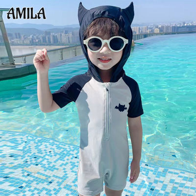 ชุดว่ายน้ำเด็ก AMILA หูแมวการ์ตูนน่ารักพิมพ์ชุดว่ายน้ำเด็กชายและชุดวันพีชหญิงชุดว่ายน้ำ
