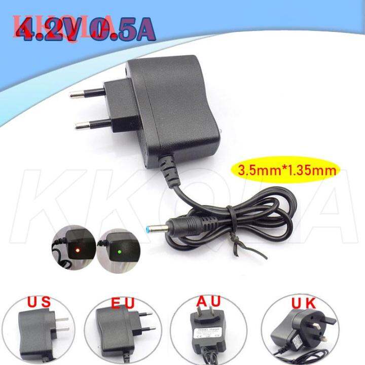 qkkqla-power-adapter-ac-to-dc-4-2v-0-5a-500ma-3-7v-18650-battery-torch-headlight-charging-supply-3-5mmx1-35mm-plug-charger