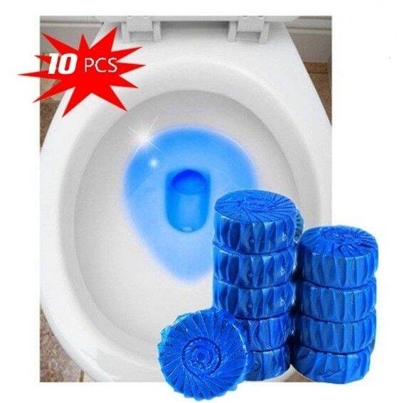 [YL] 10 Pcs Blue Tablet Toilet Bowl Cleaner Automatic Tank Bowl Bathroom System Toilet Cleaner