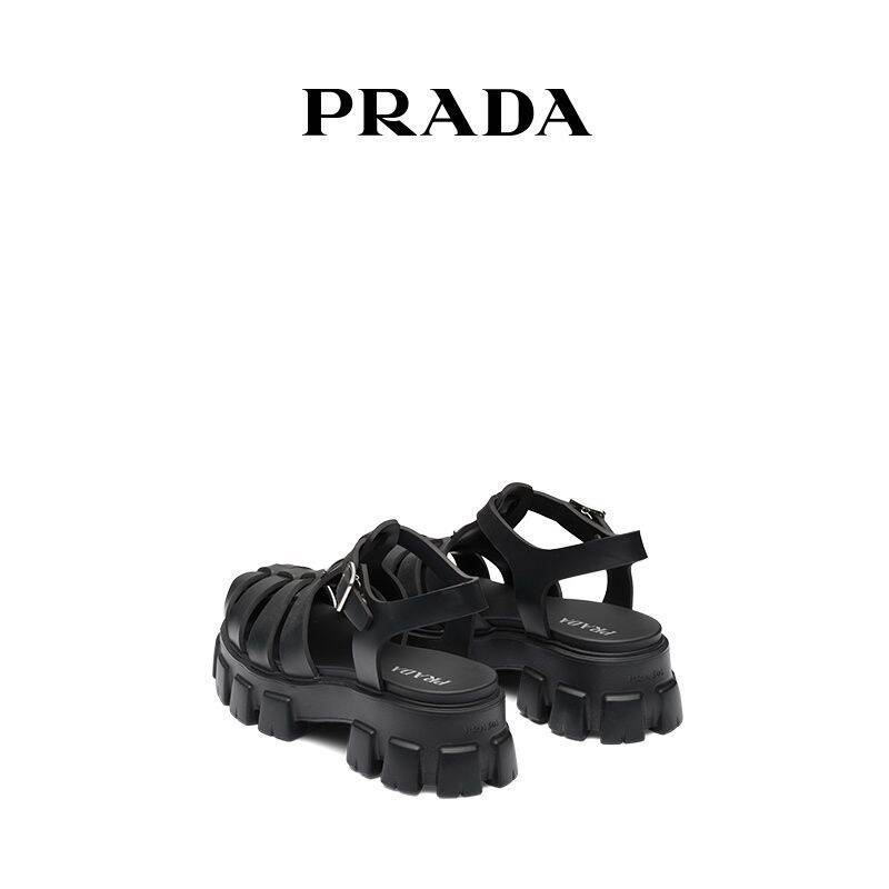 รองเท้าผู้ชายเกาหลี Prada/Prada Men s Triangle Logo Platform Rubber