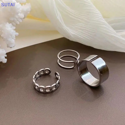 💖【Lowest price】SUTAI แหวนสำหรับผู้หญิงห่วงแบบเปิดนิ้วชี้ปรับได้ห่วงแบบมีช่องลมเย็น