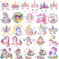 Rainbow Unicorn Heat Thermal Transfer For Clothing Stickers Cartoon Applique Iron-on Transfers For Clothes For Kids Clothes DIY