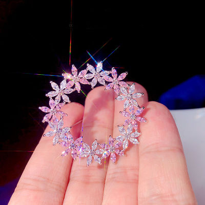 ASNORA Fashion Flower powder comes for women perfect rhinestone crystal hijab pin and brooch