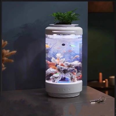 ✧▬ Aquarium small fish tank lazy person free water change goldfish tank ecological filter oxygen lighting aquarium accessories DC5V