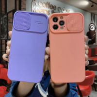 กล้องเลื่อนกันกระแทกเคสโทรศัพท์ซิลิโคนนิ่มสำหรับ iPhone 14 13 12 11 Pro Max Mini XS XR X 8 7 Plus + SE 2020เคสโทรศัพท์สีทึบพร้อมเลนส์ป้องกันกล้องคลุมทั้งหมด