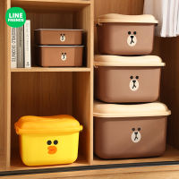 【 Line Friends 】 New Catoon Storage Box Sundries Toys Snacks Sorting Basket Wardrobe Clothes Storage Box Living Room Household Destop Car Storage Box