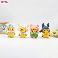 MSCOCO เครื่องประดับรูปแกะสลักตัวเลขการ์ตูน Pikachu แบบพกพาและน้ำหนักเบา7ชิ้นสำหรับบ้านสำนักงานรถยนต์เครื่องประดับตั้งโต๊ะ