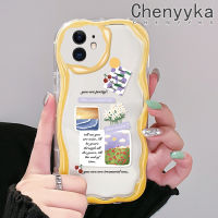 เคส Chenyyka สำหรับ iPhone 11 11 Pro 11 Pro Max เคสแฟชั่นลายดอกไม้เชอร์รี่ดีไซน์ใหม่เนื้อครีมลายคลื่นเคสโปร่งใสลายกล้องถ่ายรูปเคสมือถือกันกระแทกแบบใสนุ่มเรียบง่ายอ่อนโยนป้องกัน