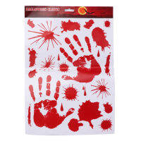 Halloween Bloody Hand Print Window Clings สติ๊กเกอร์ตกแต่งงานปาร์ตี้ Prop Sheet