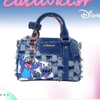 Disney Stitch Denim Ripped Hole เย็บ Messenger หมอนวางมือกระเป๋าแฟชั่นสตรีสำหรับสะพายไหล่สำหรับผู้หญิงกระเป๋าออกแบบกระเป๋า