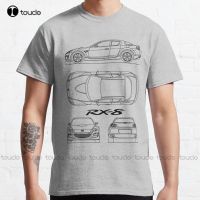 Rx-8 Blueprint In Black Classic T-Shirt Green Shirts For Custom Gift Breathable Cotton Fashion Tshirt Summer  Xs-5Xl Retro