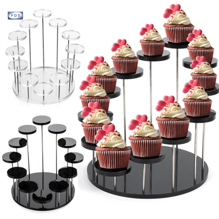 PDD MultiLayer Cupcake Stand Acrylic Tiered Serving Round Cupcake Tower for Party Jewelry