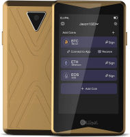 Hardware Cryptocurrency Wallet - Ellipal Cold Wallet Gold Titan, Air-gapped &amp; Internet Isolated, Anti-Tampering, Supporting Multi-Currency, w/Mnemonics Card, Ideal for BTC XRP ETH XLM USDT LTC Dash Gold Hardware Wallet