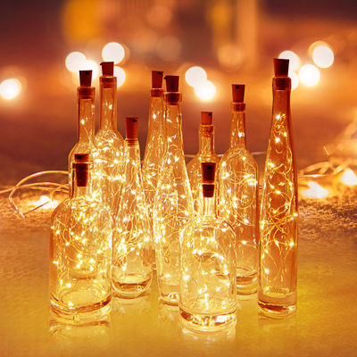 Battery Powered Garland Wine Bottle Lights with Cork 2M 20 LED Copper Wire Colorful Fairy Lights String for Party Wedding Decor