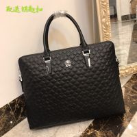 Counter quality Versace Versace mens handbag business leather one shoulder messenger bag laptop bag super large capacity office bag leather hand horizontal briefcas