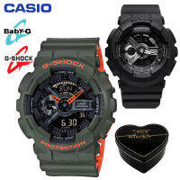 G-Shock Baby-G GA110 BA110 ชายและหญิงคู่กีฬานาฬิกากันน้ำและกันกระแทกเวลาโลกนำหน้าจอแสดงผลคู่ 4 ปีรับประกันสากล BA-110BC-1A GA-110LN-3A