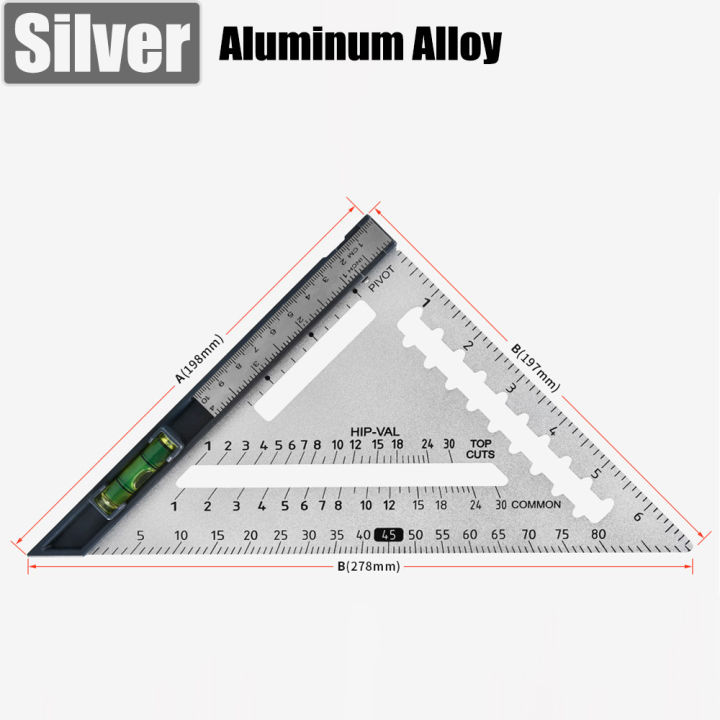 7นิ้วสามเหลี่ยมไม้บรรทัดอลูมิเนียมมุมไม้โปรแทรกเตอร์ความเร็วเมตริกตารางเครื่องมือวัดเมตริกมุมไม้โปรแทรกเตอร์งานไม้