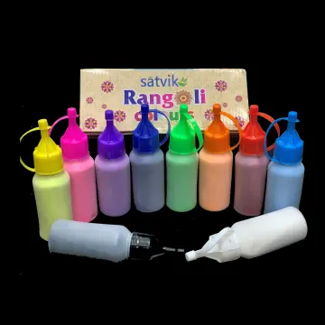 Eco Friendly 10 Colors Rangoli Powder Bottles for Diwali, Rangoli Color  Multicolor 