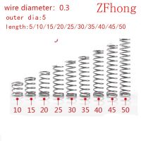 【✱2023 HOT✱】 gongfaz 20ชิ้นสายไฟสปริงอัดเส้นผ่านศูนย์กลางภายนอก0.3มม. เส้นผ่านศูนย์กลาง5สเตนเลสสตีลการบีบอัดสปริงขนาดเล็ก5มม.-50มม.