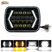 Okeen ไฟหน้ารถจี๊ปเชอโรกีเอ็กซ์เจไฟฟน้า Led สำหรับ12V 24V 7X6นิ้วตานางฟ้า Drl H4ไฟหน้าแอลอีดีสำหรับ86 95 Wrangler Wj