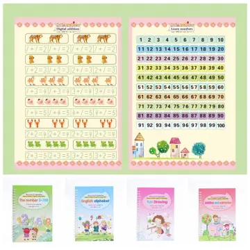 4 Pc Grooved Handwriting Book Practice,Magic Copybook for Kids