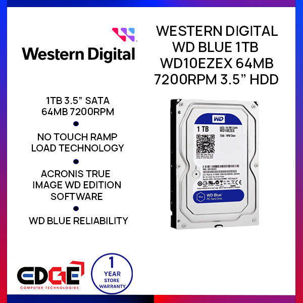 EDGE | WESTERN DIGITAL WD Blue 1TB WD10EZEX 64MB 7200RPM 3.5" HDD Hard ...