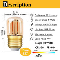 T28เอดิสัน LED หลอดไฟ E27สกรูฐาน2200พันซูเปอร์อบอุ่นสีขาวหลอดไฟ220โวลต์1วัตต์สีเหลืองอำพันสีทองมินิท่อย้อนยุค LED โคมไฟ