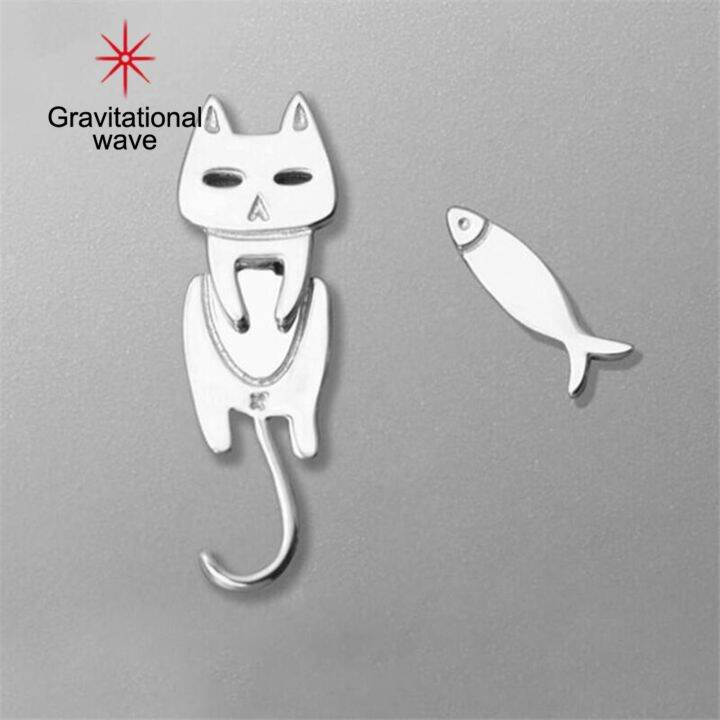 gravitational-wave-1ชุดต่างหูสตั๊ด-fish-plated-น่ารักสไตล์เกาหลี-asymmetrical-ear-studs-วันเกิด-gift