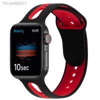 △ Hole Strap For Apple Watch Ultra 49mm 44mm 40mm correa 42/38mm silicone sport bracelet iwatch series 8 7 6 se 5 4 3 41/45mm band