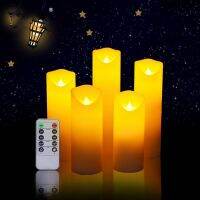 5 Pieces Flameless Soft Flashing Electronic LED Candles With 10 Keys Remote Control,Battery Powered Decorative Paraffin Wax