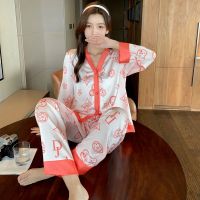 New silk pajamas women summer long sleeve cardigan suit restoring ancient ways the spring and autumn leisurewear can thin ice