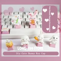 1pcs Mechanical Keyboard Keycaps Artisan Anime Pink Kawaii Keycap Accessories PBT Axis Cherry MX Custom Diy Cute Bunny Key Cap