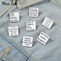 hot【DT】 Quote Enamel Pins Custom Lapel Pin Shirt Make It Happen Shock Everyone Badge Jewelry for