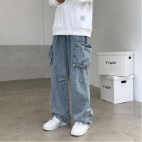 New Sale Mens Work Clothes Denim Pants Mens Straight Tube Loose Students Versatile Drop Feeling Wide Leg Jeans