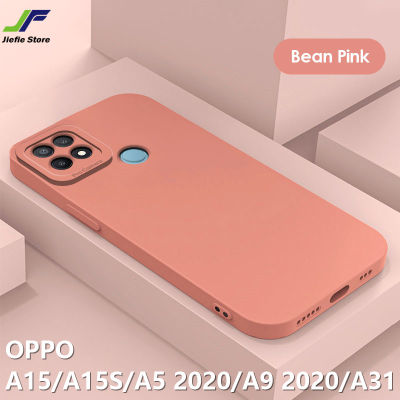 เคสโทรศัพท์ซิลิโคนเหลว JieFie แฟชั่นสำหรับ OPPO A15 / A15S / A5 2020 / A9 2020/A31สีสันสดใสป้องกันกล้องฝาครอบโทรศัพท์ TPU กรอบสี่เหลี่ยม
