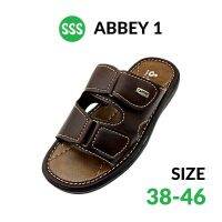 SSS Abbey1 (38-46) รองเท้าแตะชาย แบบสวม รองเท้าพระ รองเท้าแตะลำลอง รองเท้าใส่สบาย รองเท้าแฟชั่น (น้ำตาล,ดำ,แทน)