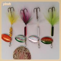 YINSH 4Pcs โลหะสำหรับตกแต่ง เหยื่อตกปลาโลหะ 4สีค่ะ พร้อมตะขอขนนก เหยื่อล่อตกปลา ของใหม่ เหยื่อตกปลาข้อเหวี่ยง ล่อจิ๊กกิ้งโลหะ เครื่องมือสำหรับตกปลา