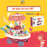 Đồ chơi xe đẩy kem,đồ chơi bán kem cho bé có đèn nhạc 2 tầng 30 chi tiết