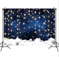 White Cloud Stars Starry Sky ฉากหลังสำหรับงานเลี้ยงวันเกิดของเด็กแบนเนอร์อุปกรณ์ตกแต่ง5X3ft