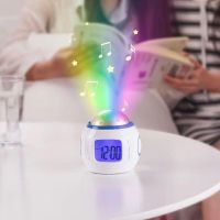 Projector Lamps Dreamy Music Starry Sky Projector Alarm Clock Projection Night Light Bedroom Desk Clock Calendar Children Gifts