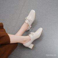 COD DSFGRTUTYIII New Korean-Style High-Heeled Shoes Womens Lace-up British Style Student Shoes2020Spring All-match Semi-High Heeled Chunky Heel WIBg