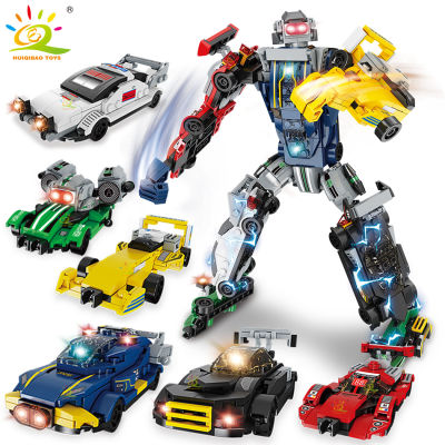 ใหม่ huiqibao City Car transformation Robot Man Building Blocks เปลี่ยน Mecha Plane เฮลิคอปเตอร์อิฐชุดเด็ก Di Y Stem ของเล่น