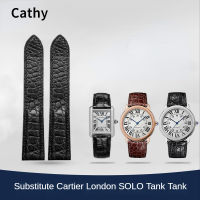 สายนาฬิกาหนังจระเข้สำหรับ Cartier Tank Solo London Series Polar W5200004 W6701011ผู้ชายผู้หญิงนุ่มสบาย Watchband