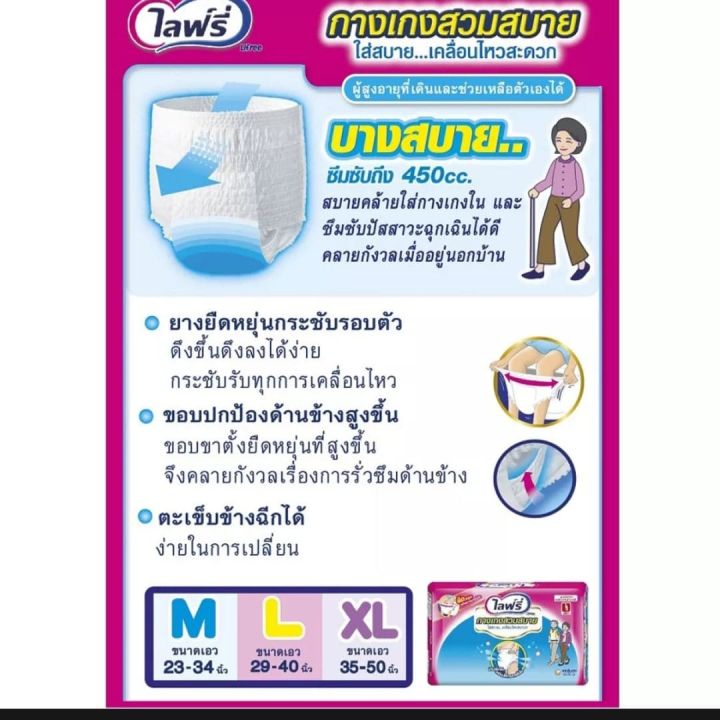 lifree-ไลฟ์รี่-กางเกงซึมซับสบาย-แอนตี้แบค-แพค3ฟรี1-ไซด์-mรวม-72ชิ้น-พร้อมส่ง