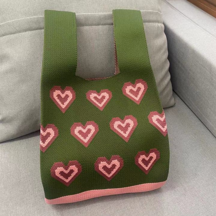 knitted-bag-portable-storage-bag-handbag-portable-tote-bag-simple-shoulder-bag-love-tank-top-bag-woolen-bag