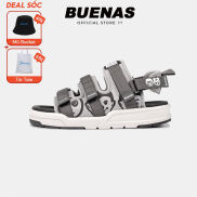 HOT Giày sandal nam nữ unisex đi học quai ngang Buenas Sport 6868 ghi đế