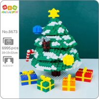 HCP 8673 Merry Christmas Holiday Tree Star Candy Gift 3D Model DIY Mini Magic Blocks Bricks Building Toy for Children no Box