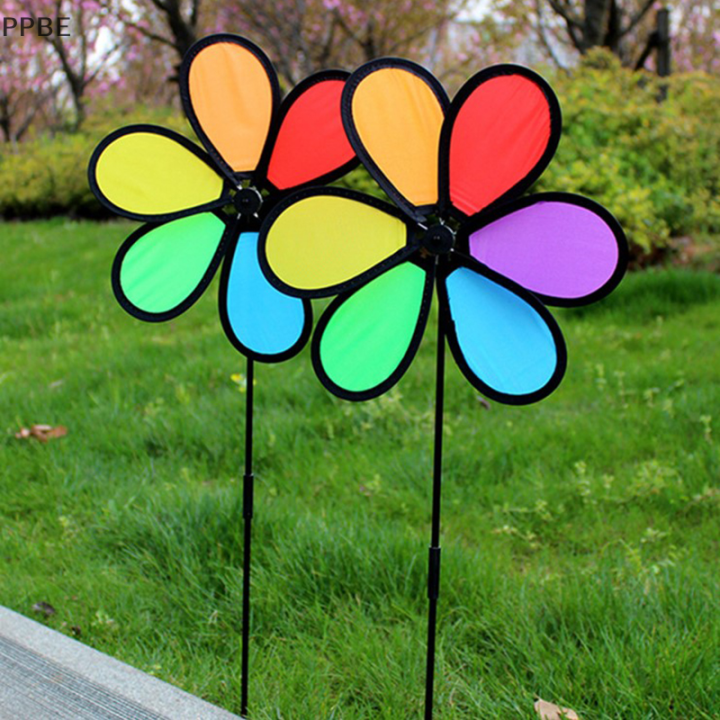 ppbe-ใหม่สีสันสายรุ้ง-dazy-flower-spinner-wind-garden-yard-ตกแต่งกลางแจ้ง