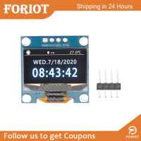 Foriot 【100% Original】  4-Pin 0.96นิ้ว OLED SSD1315 Driver 128X64 LCD IIC โมดูลหน้าจอสีขาวจอแสดงผล/จอแสดงผลสีน้ำเงิน/สีเหลือง-จอแสดงผลสีฟ้า